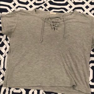 John galt grey lace up tee